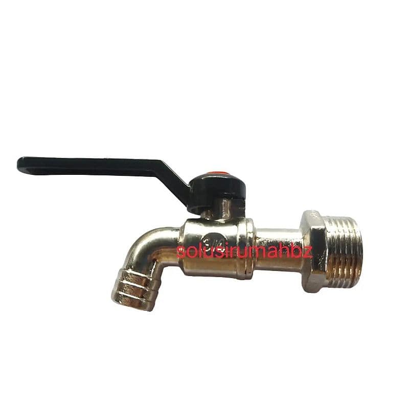 Kran tembok Besi Babet Gagang Hitam Panjang Size 3/4 inch 3/4" 3/4inch Keran
