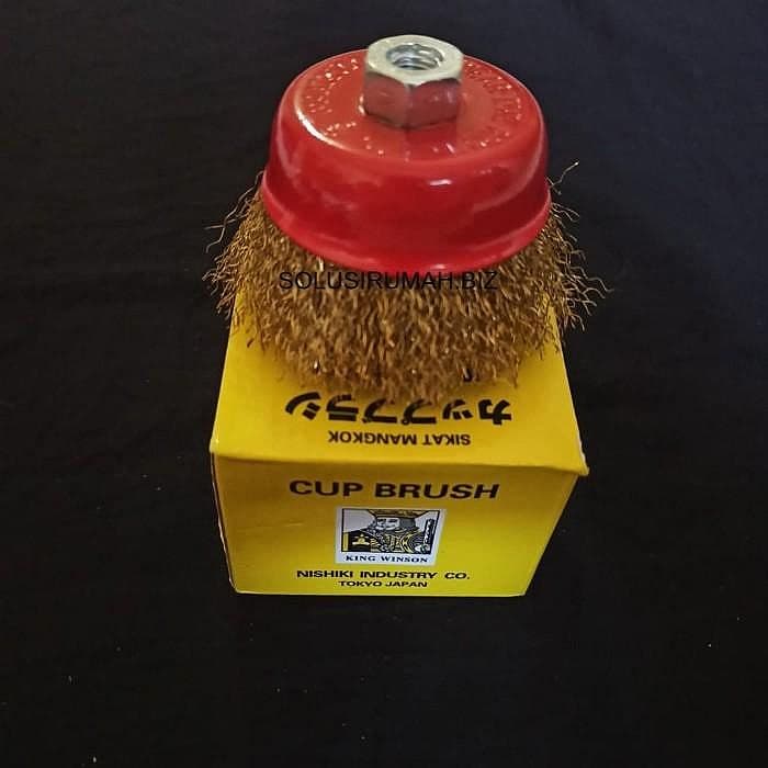 Sikat Kawat Mangkok 3" Kuning 3 inch Cup Brush Gerinda as m10 perpcs
