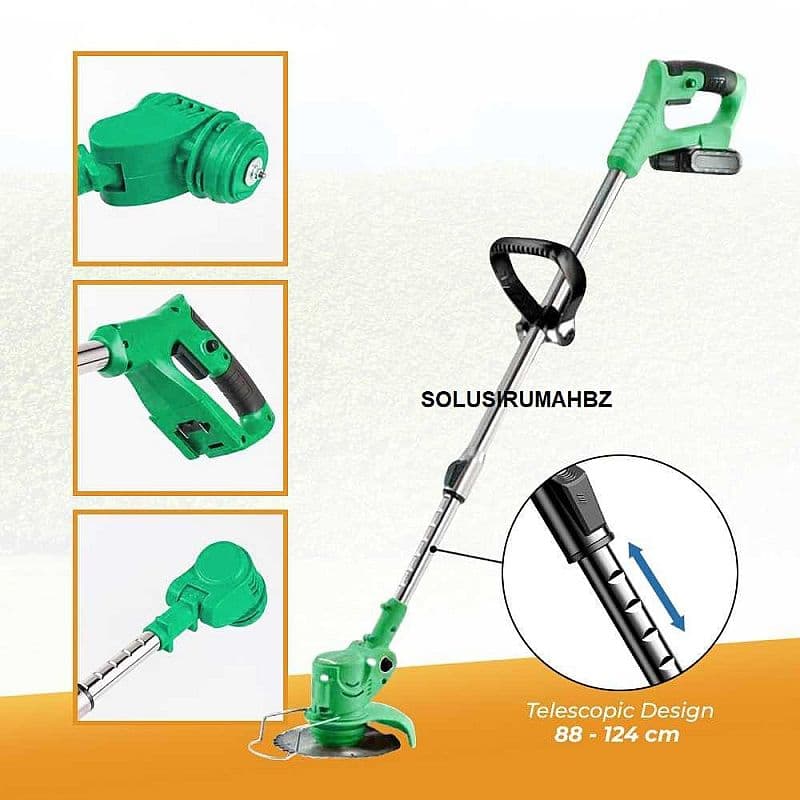 MESIN POTONG RUMPUT BATERAI DUDUK DATAR 21v CORDLESS PEMOTONG RUMPUT