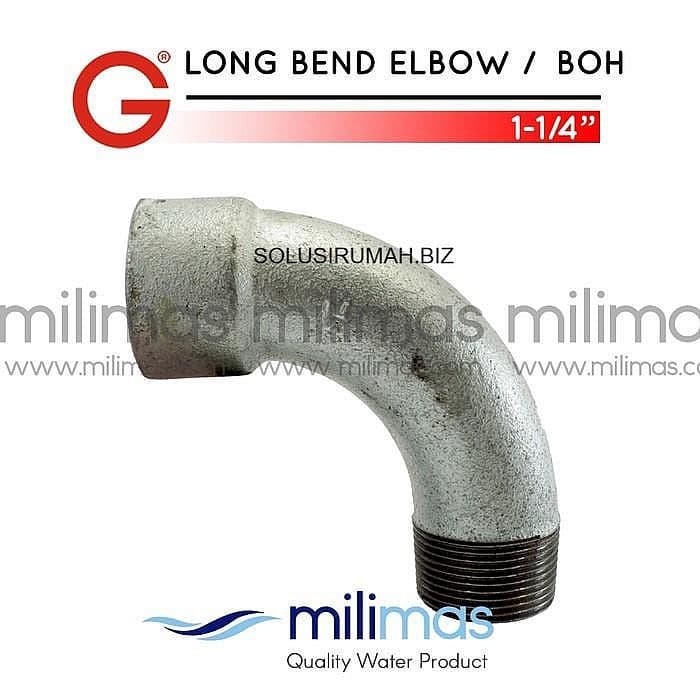 G-BRAND LARGE RADIUS ELBOW BOH 1-1/4" GALVANISH BESI bend long 1 1/4