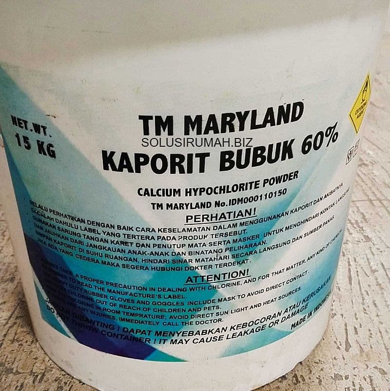 Kaporit Powder 60% @15Kg Per Pail Tjiwi Kimia or maryland 15kg 15 kg