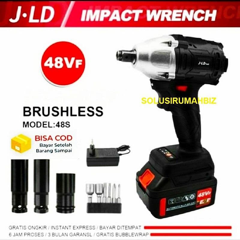 JLD 48S CORDLESS IMPACT WRENCH 48V BOR BUKA BAUT KUNCI 48 VOLT