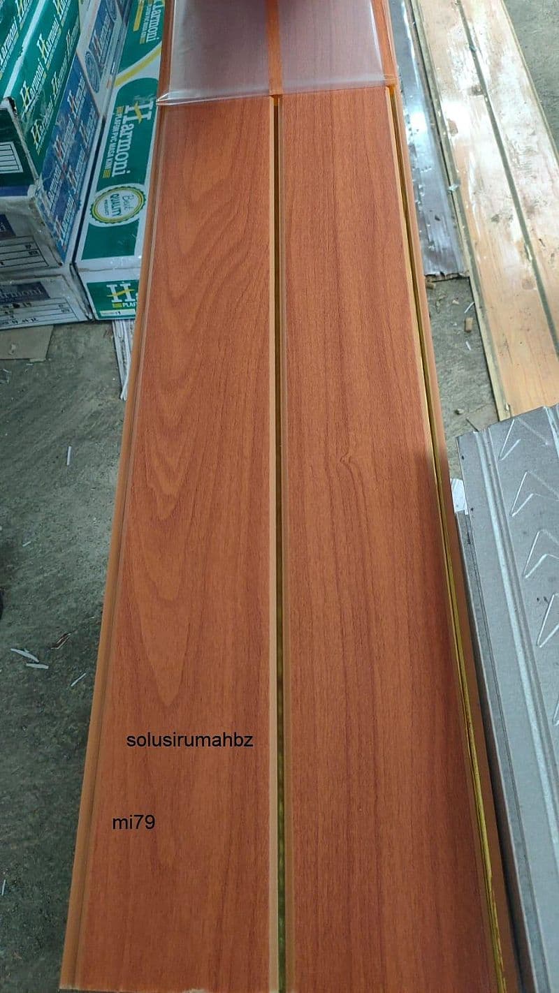 plafon pvc coklat kayu 200mm 8mm 1m mi79 plastik panel lebar 20cm