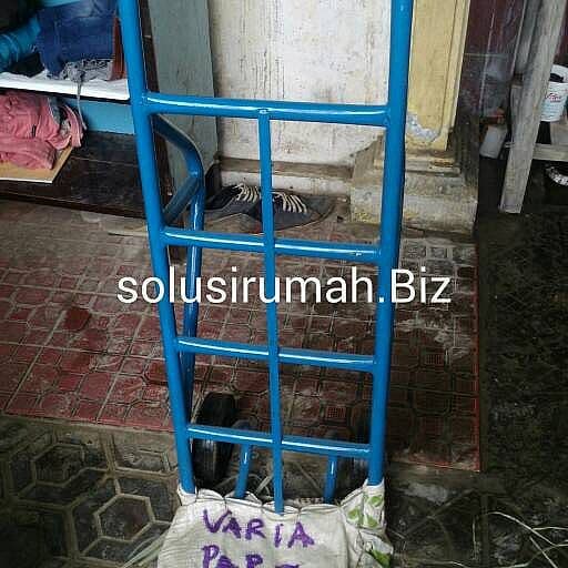 Gerobak dorong coca cola handtruck kerajinan biru pipa