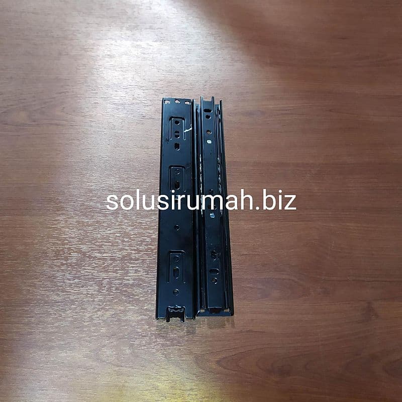 REL LACI 250 X 35MM DOUBLE HITAM PASANG SET 25CM RAILING RAK LEMARI