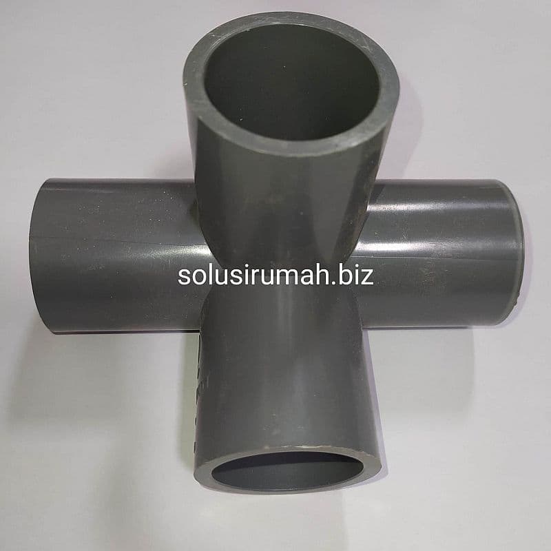 KRES CROSS 1 PVC SIKU RAK 1" PARALON PLASTIK 4 LUBANG SAMBUNGAN FITING alat perpipa an pipa