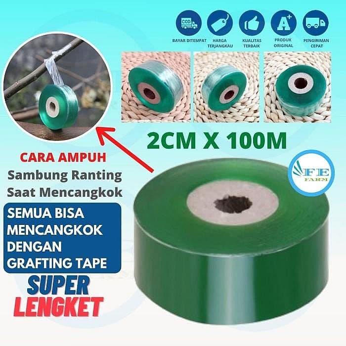 Plastik Okulasi Grafting Tape 2cm x 100 meter perekat hijau 20mm 2 cm