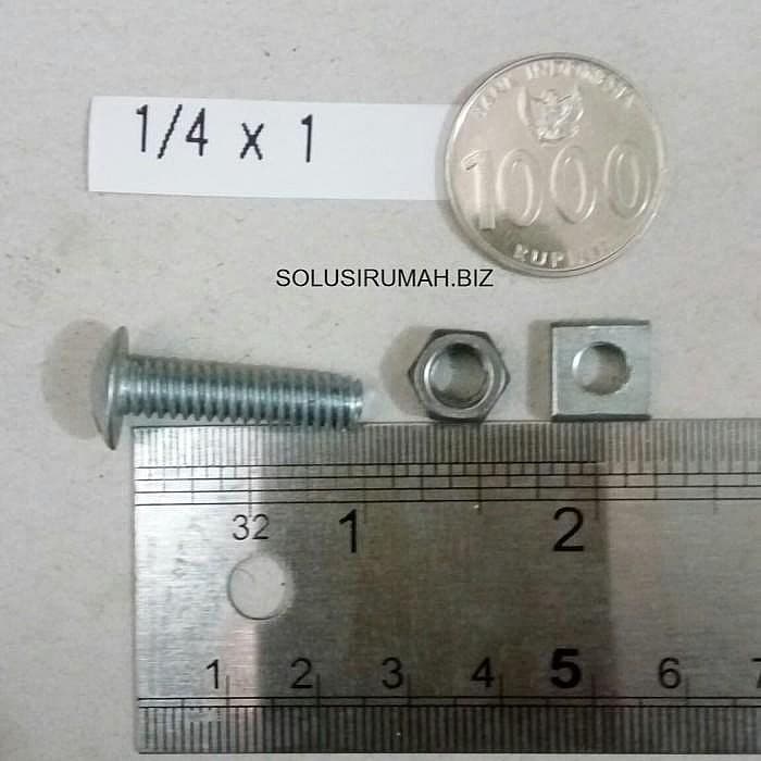 Baut Seng Putih 1/4" x 1" UKURAN 1/4 X 1 INCH murbaut mur baot mor