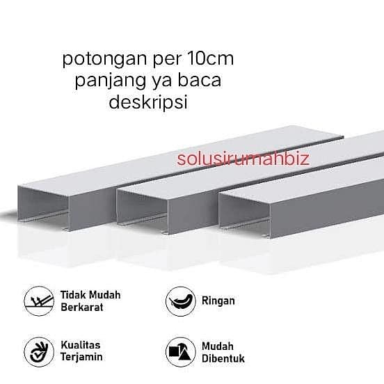 kanal c aluminium silver 4" per10cm potongan open back openback chanal