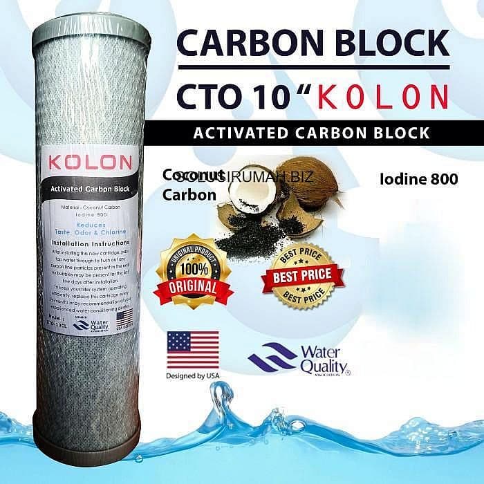 Filter air CTO Karbon Blok Carbon Block Kolon 10" 10 inch in activated Mesin