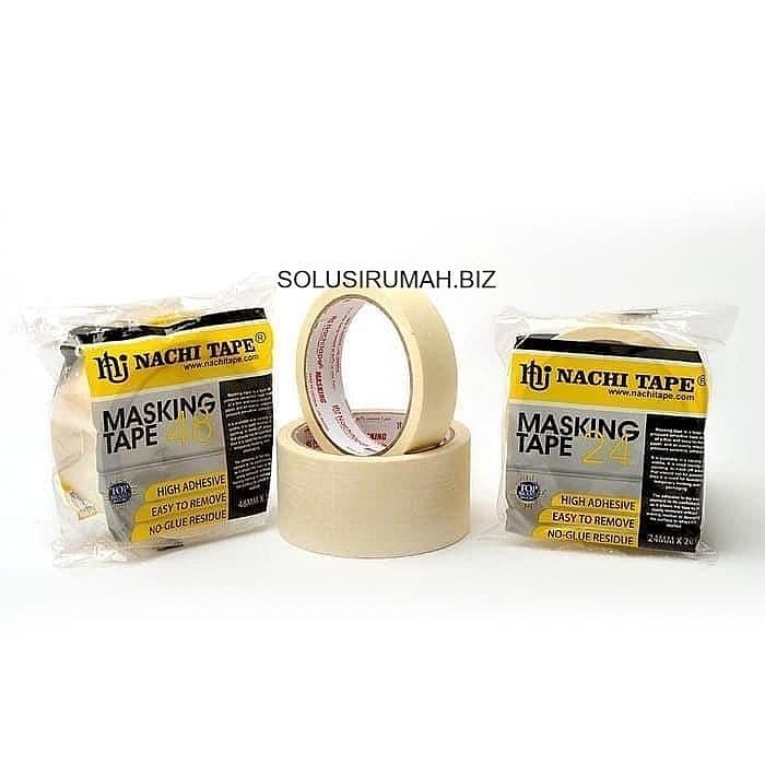 Nachi Masking Tape Isolasi Lakban Kertas 24mm x 20Y Putih High Adhesive Mudah Dilepas Made in Indonesia