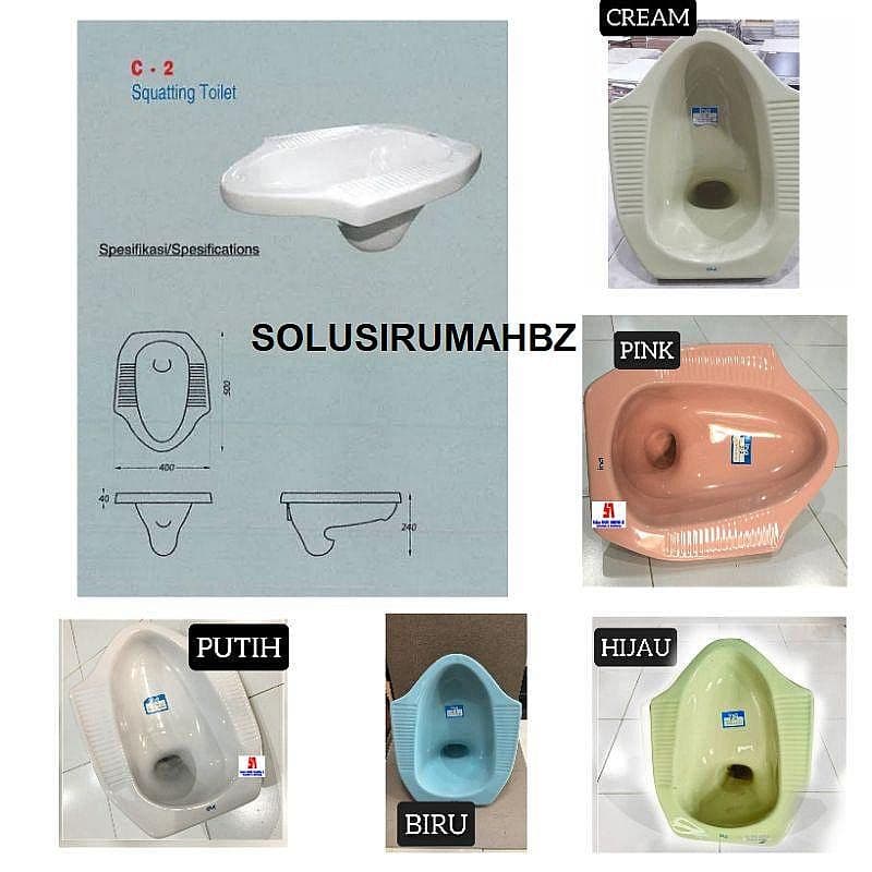 Closet jongkok Ina Warna pilih + peti kayu kloset squat keramik