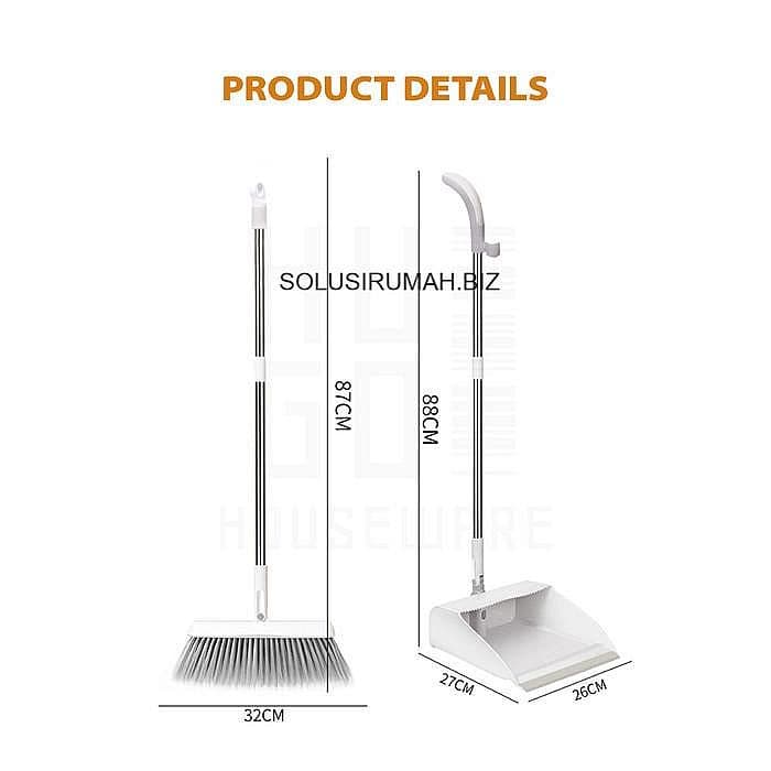 Set Sapu Pengki Pembersih Broom Set Dustpan Sapu Lipat Praktis Stainless  Clean