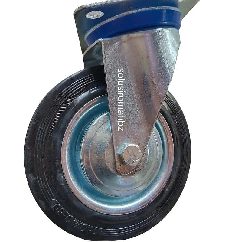 RODA KARET HIDUP 160 MM BESI KARET 6" HITAM RODA ETALASE 6 inch 160mm