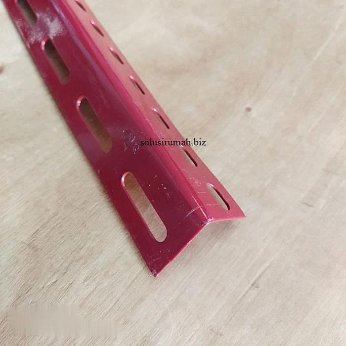 Besi Siku Lubang Merah Tebal 1.4mm Potongan 100 cm 1 meter kosongan