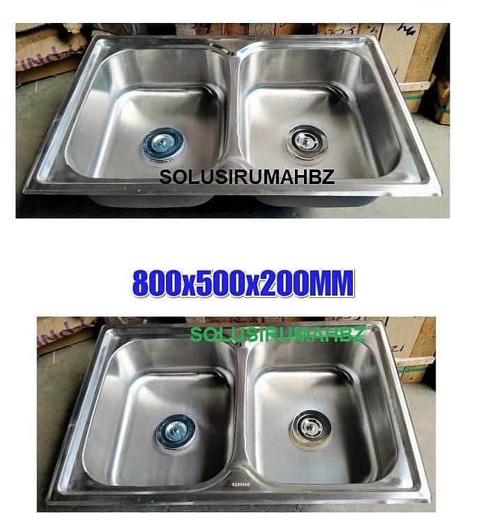 BCP DALAM SS 80 50 20 CM BAK CUCI PIRING STAINLESS 2 LUBANG 2LB TEBAL