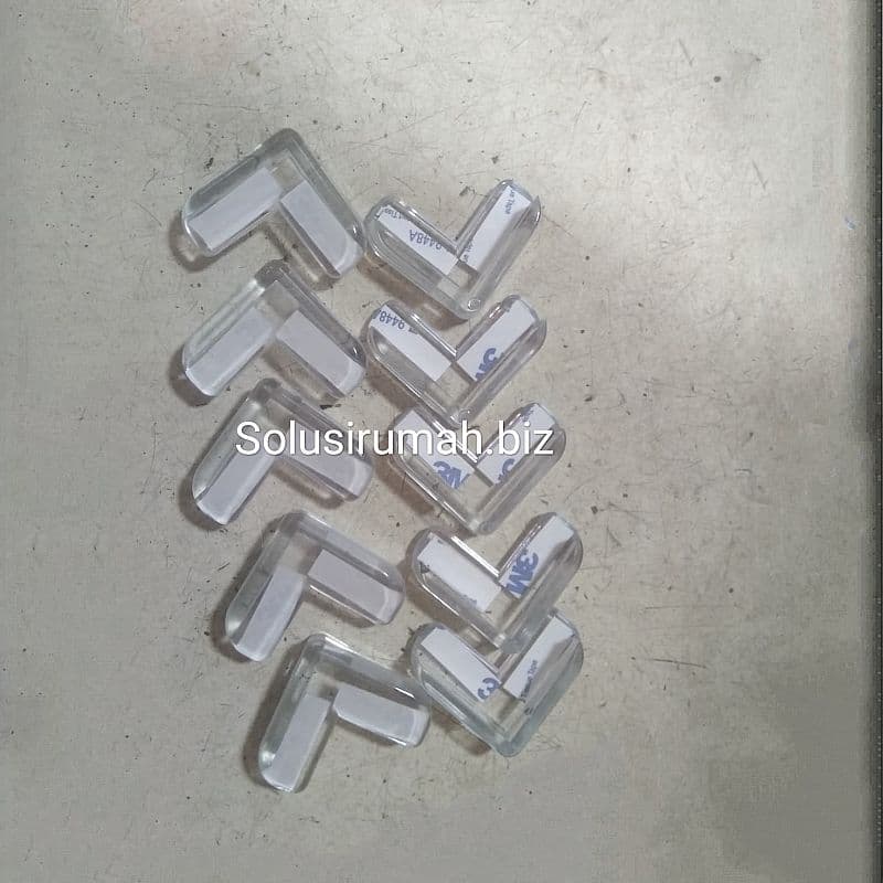 KLEM KACA SUDUT KARET TRANSPARANT SIKU KOTAK 3M+1STIKER PENGAMAN/pcs