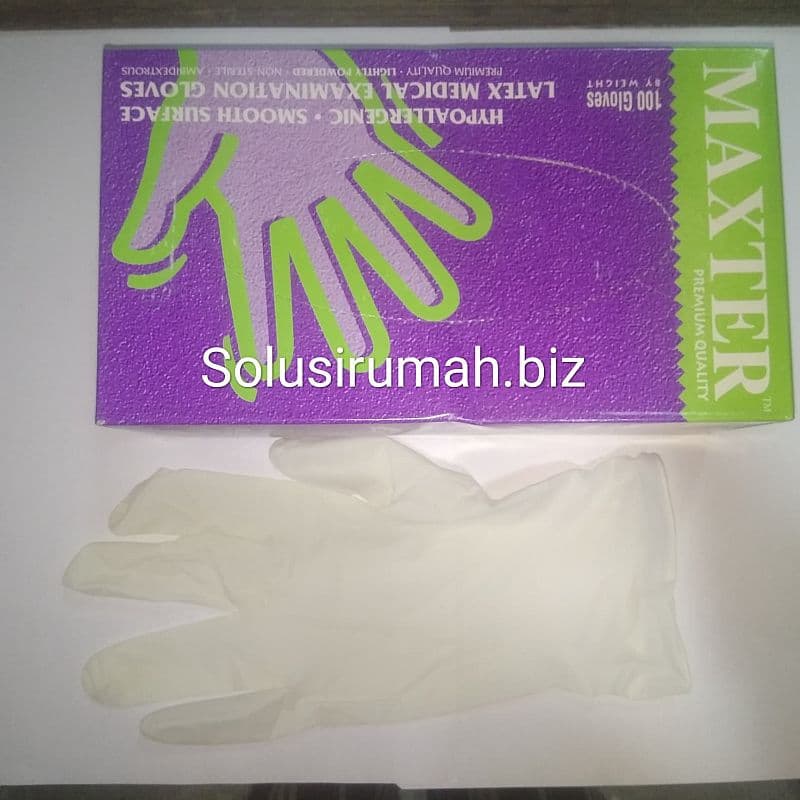 SARUNG TANGAN KARET LATEX MAXTER 1KOTAK PUTIH BUKAN NITRILE nitril non