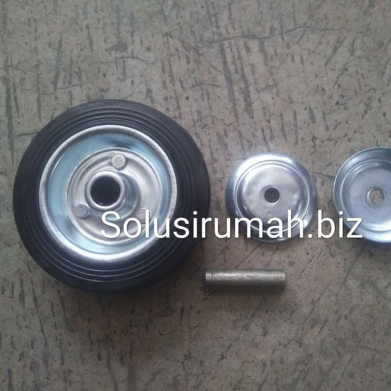 RODA ETALASE 4 INCH PLUS TUTUP DAN AS PIPA WHEEL KARET TROLLEY GEROBAK