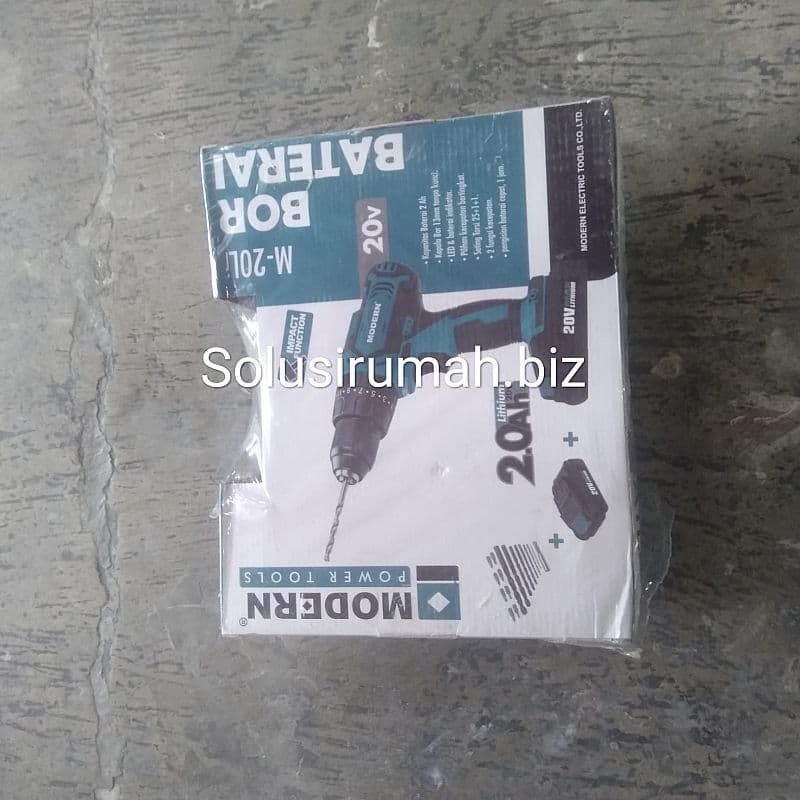 MESIN BOR CORDLESS MODERN 13MM M-20LI BATERAI KOPER HITAM BOLAK BALIK