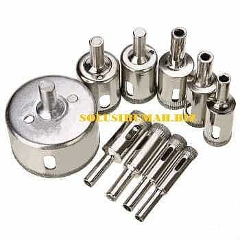 MATA BOR KACA SET 10PCS 8MM - 50MM DIAMOND COR GRANITE MARBEL 10 BIJI