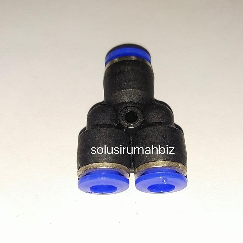 FITING PU MODEL Y 6MM 6 MM CONNECTOR CABANG 3 BIRU HITAM ANGIN PCS