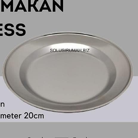 Piring stainless steel bulat diameter 20 cm tebal 55G elegan antikarat