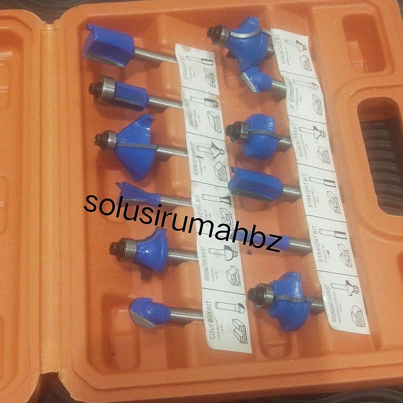 MATA PROFIL SET 12PCS TRIMMER ROUTER BITS SET 1/4" KAYU 12 PCS TRIMER
