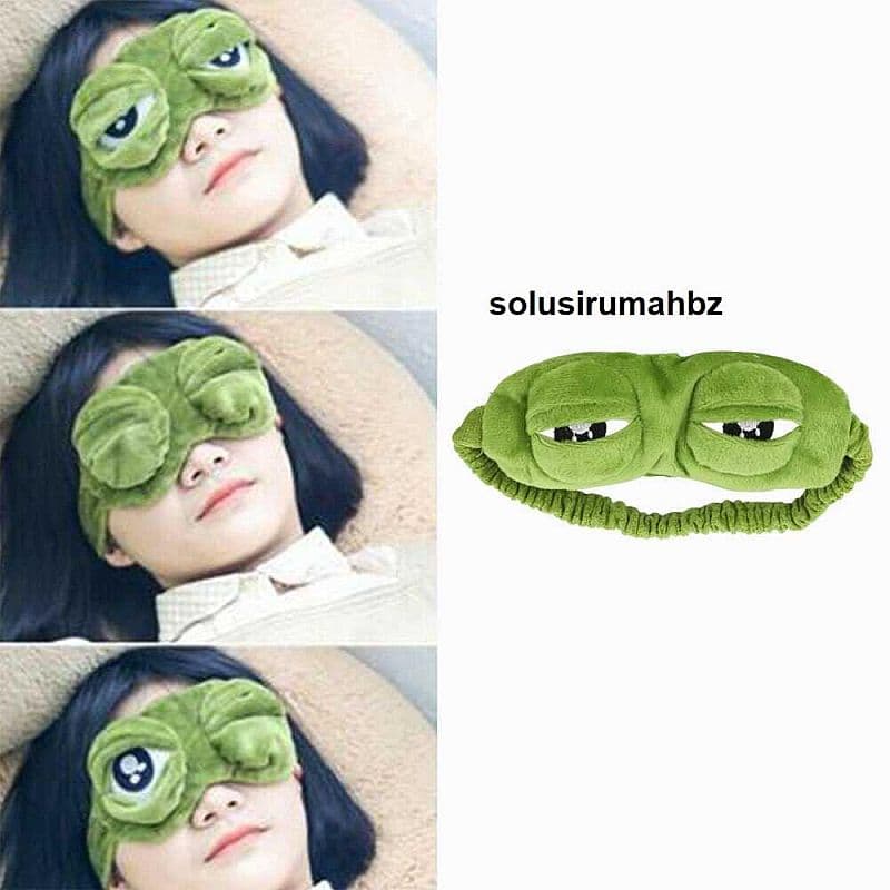 Penutup Mata Tidur hijau Sleeping Eye Mask Cover Karakter Kodok tutup
