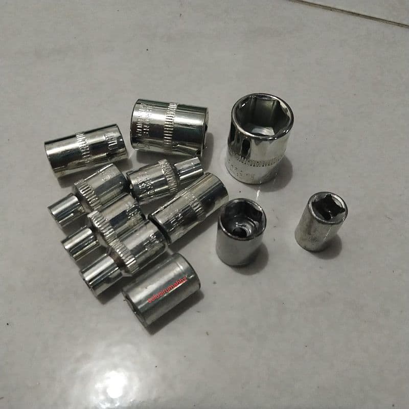 per set Kunci Sok 1/4 Inch Set 10 PCS Mata Socket Ukuran Random Beda-Beda
