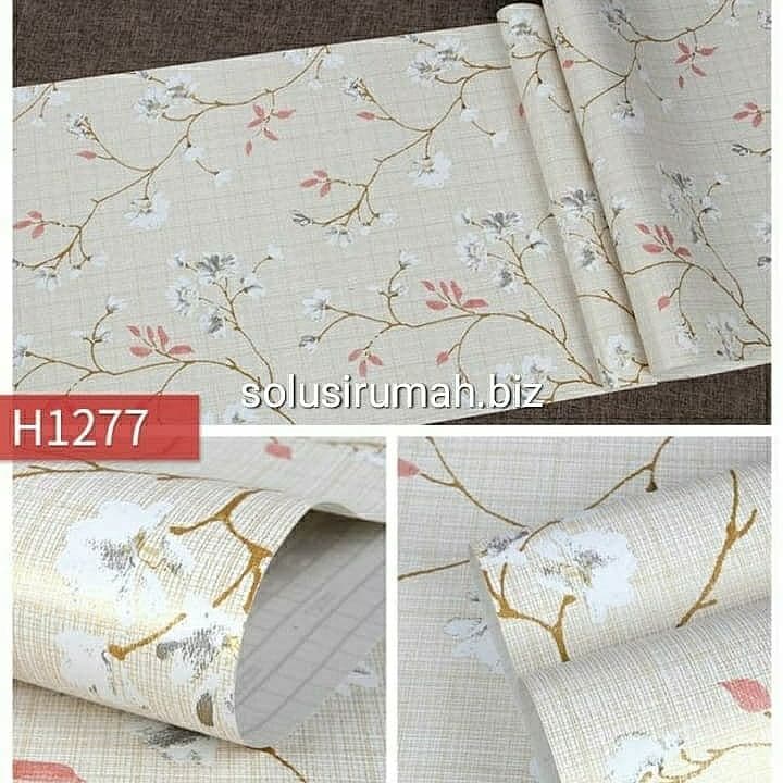 WALLPAPER STICKER 45cm*10m tanaman bunga putih stiker wall paper dindi