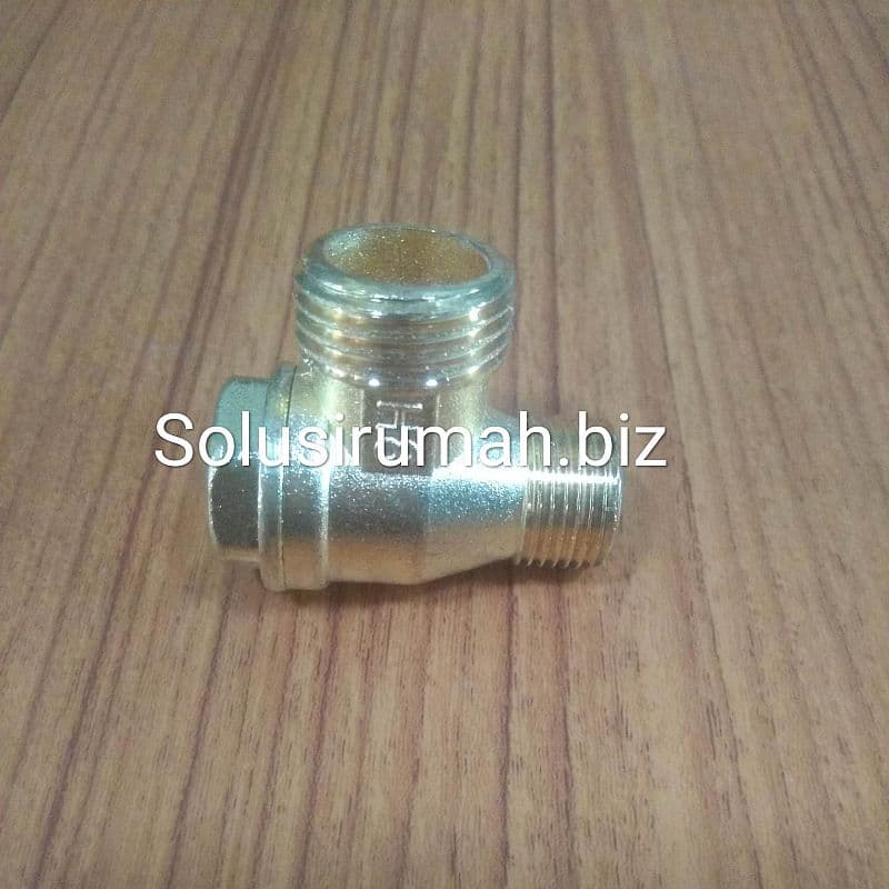 TEE DRAT KUNINGAN KOMPRESOR LAKONI CABANG 3 DRAT 1/2 X 3/8 NEPEL