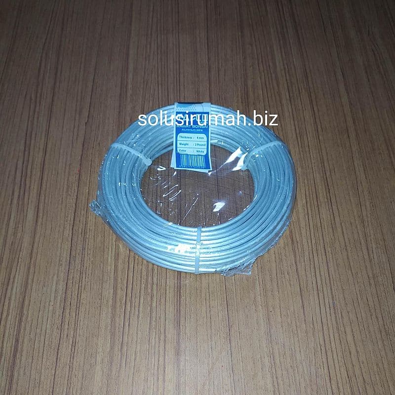 KAWAT TALI BULAT BONSAI 4MM PERMETER 1M ALUMINIUM WHITE PUTIH SILVER T