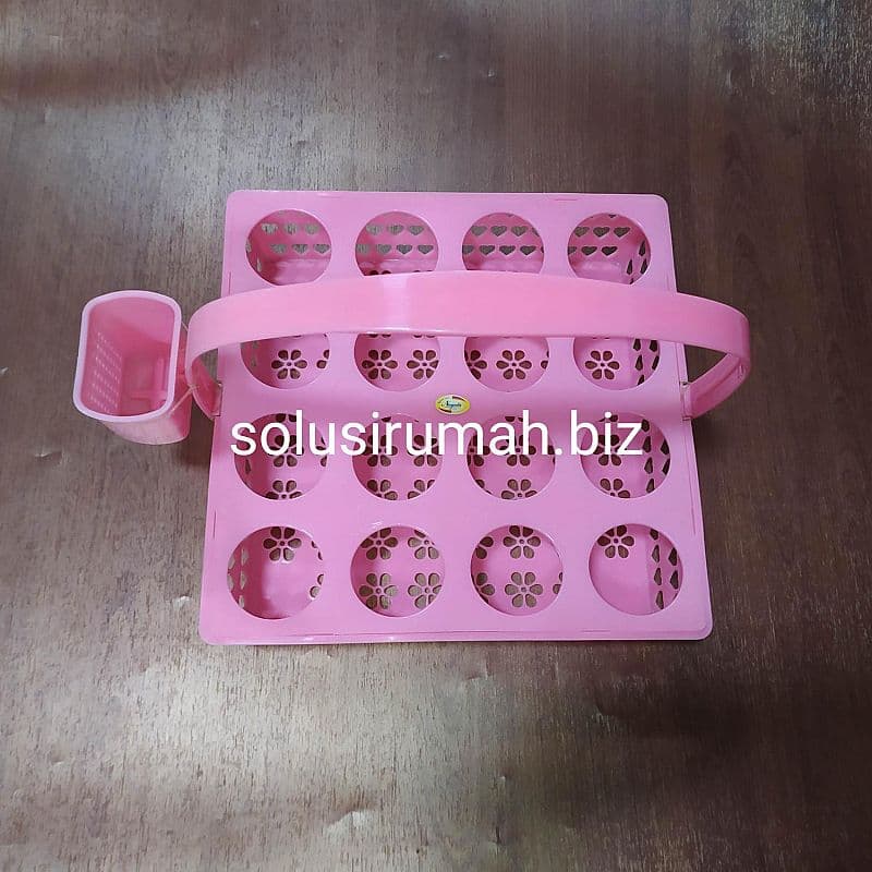 TEMPAT GELAS AQUA PLASTIK PVC RAK KERANJANG MINUMAN PLASTIK SEKAT JINJ